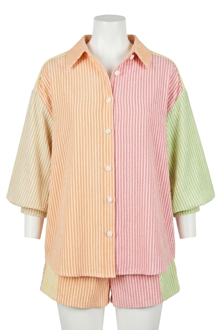 NEW ENGLISH FACTORY candy stripe shirt in light orange